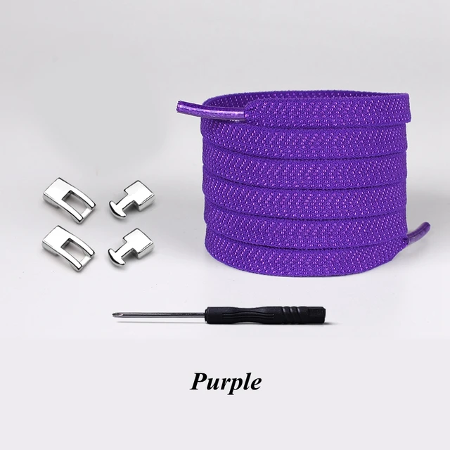 Elastic Cross buckle ShoeLaces New 1 Second Quick No Tie Shoe laces Kids Adult Unisex Sneakers Shoelace Lazy Laces Strings Purple