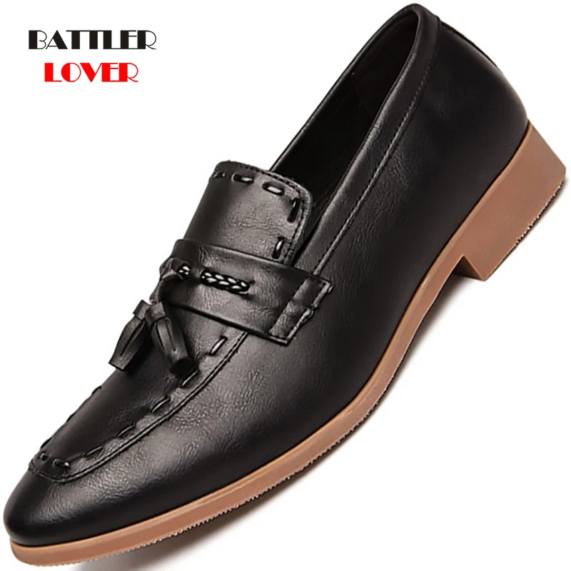 Men Dress Shoes Driving Business Wedding Shoes for Male Tassel Slip On Formal Footwear Pointed Toe Moccasins Loafers Oxfords