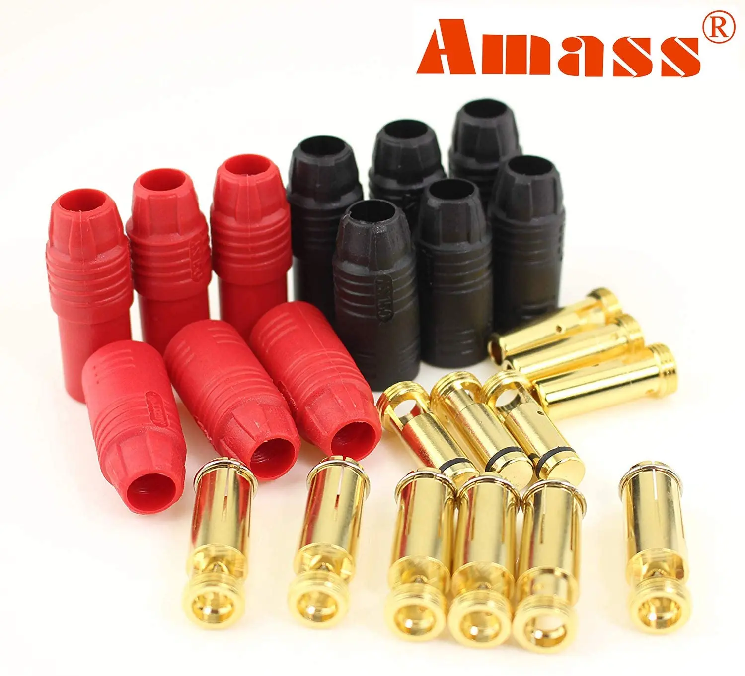 2Pairs 6Pairs Amass AS150 Male Female Anti Spark Connector 7mm Gold Plated Banana Plug Set for Battery ESC and Charge Lead | Игрушки и
