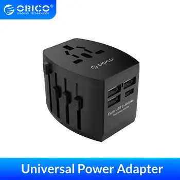 

ORICO Travel Adapter International Universal Power Adaptor All-in-one 3 USB 1 Type C 5V3.4A Max Output Charger with EU/US/UK/AU