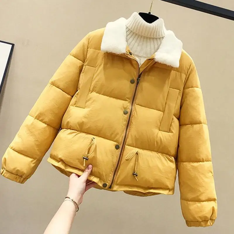 Yellow New Arrival Women Basic Jackets Coat Female Zipper Fleece Autumn Winter Thicken Cotton-padded Women Short Jackets Casaco D286 - Цвет: Yellow