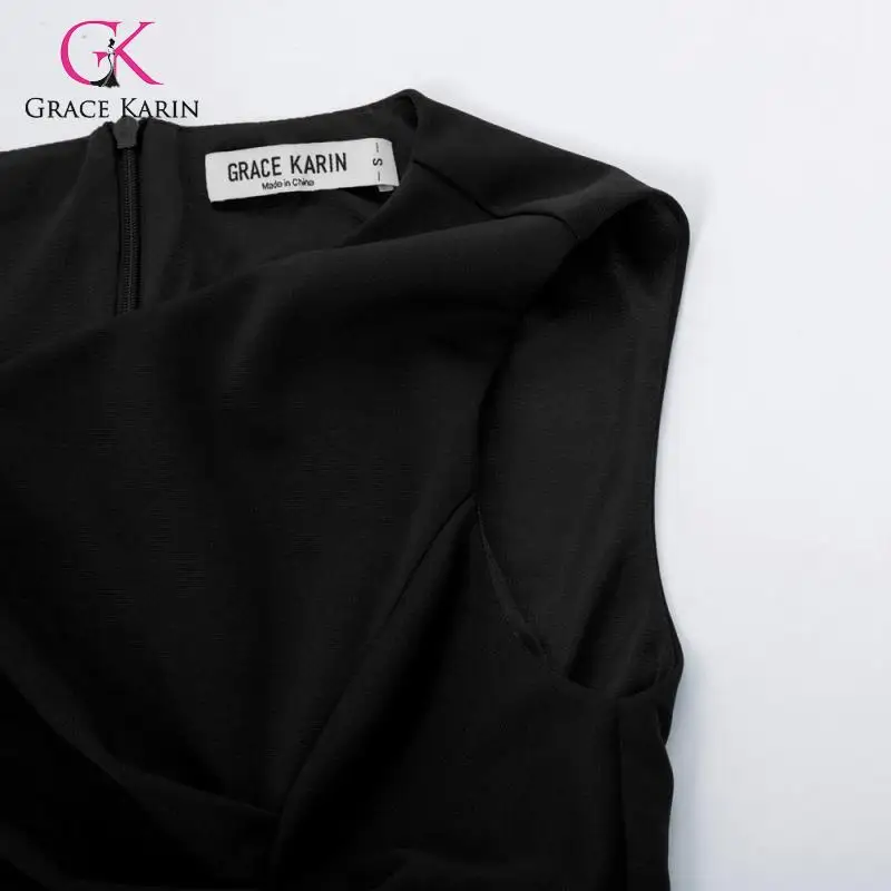 Grace Karin женское вечернее платье-карандаш без рукавов с рюшами, деловое офисное платье, летнее облегающее платье, одежда для работы
