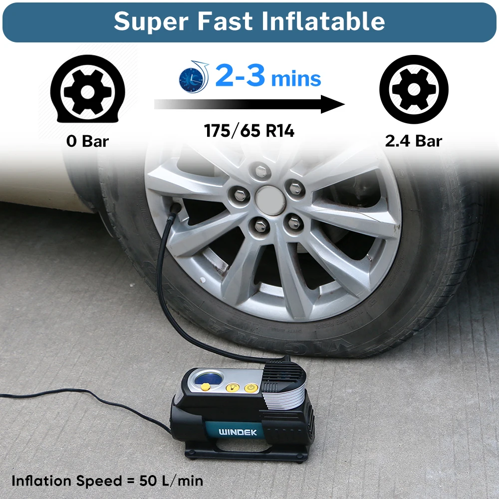  WINDEK Digital Car Tire Inflator Auto Compressor 12V Super Fast Tyre Pump Air Compressor For Car SU