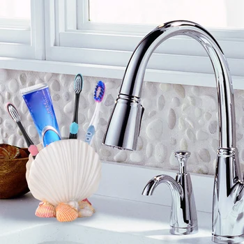 

HOT Toothpaste Rack Resin Toothbrush Holder Innovative Shell Shaped Pen Holder Case TI99