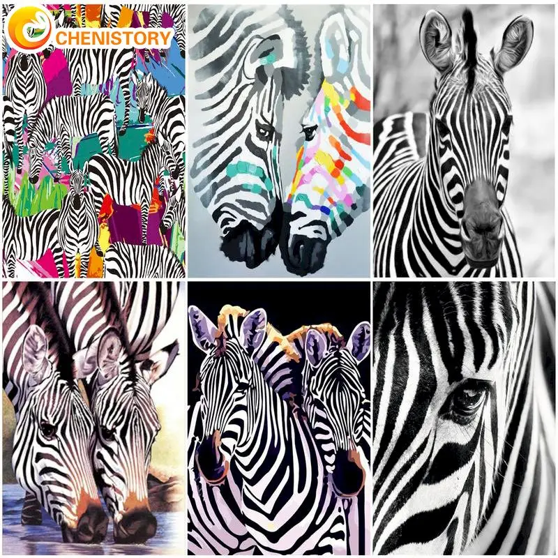 

CHENISTORY Zebra Oil Painting By Numbers For Adult With Frame Diy Acrylic Paint Art Coloring By Numbers Decoration Picture Kit