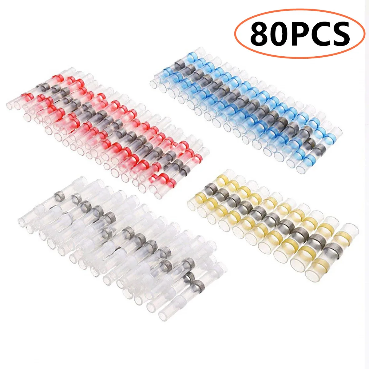 80PCS Mix Heat Shrink Solder Seal Wire Connectors Waterproof Butt Electrical Cable Terminals Marine Insulated Splices | Обустройство