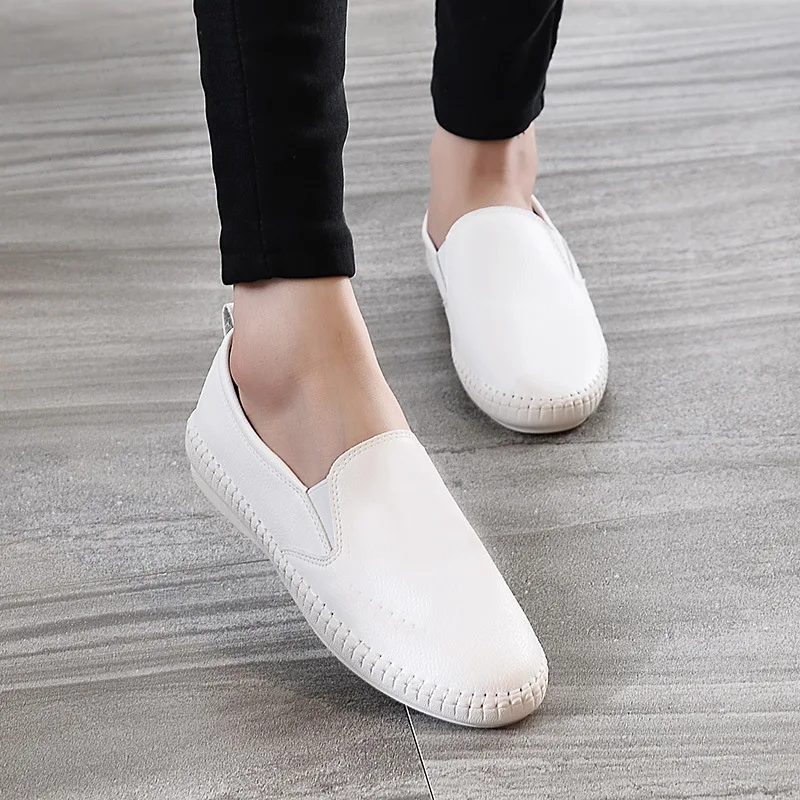 

A999 Summer Korean-style New Style White Shoes Solid Color Handmade Threading Loafers Casual Shoes Versatile Nurse Shoes Shoes W