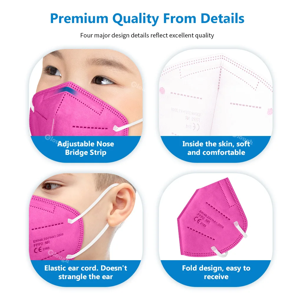 10-100Pcs FFP2 mask kids 5 Layer FFP2 Mascarillas FPP2 Approved children Protective face Mask Reusable fp2 kn95 mascarillas niño