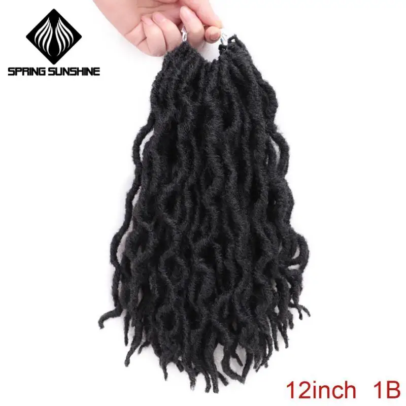# 1B Весна солнце 12 18 дюймов Nu Locs Ombre Faux Locs Curly плетение волос Синтетические крючком косы волос - Цвет: # 1B
