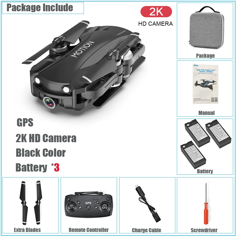 GPS 2K Black Bat 3 5G gps RC Квадрокоптер с камерой HD 2K Wifi FPV RC Дрон складной вертолет один ключ возврат дроны следуем за мной Квадрокоптер игрушки - Цвет: GPS 2K Black Bat 3