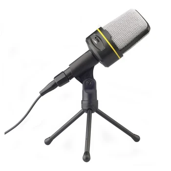 

Microphone MSN Skype Singing Recording 3.5mm Condenser Microphone Tripod Holder for Laptop/ PC