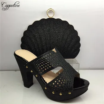 

Sexy lady high heel shoes with evening handbag set for party GY41 in black, heel height 8cm
