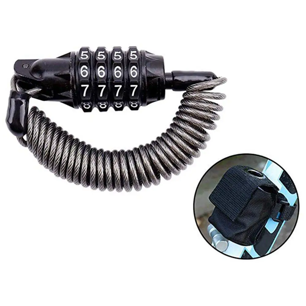 

Portable Mini Bicycle Scooter Lock Security 4 Digit Resettable Combination Coiling Cable For XIAOMI M365 Electric scooter KUGOO