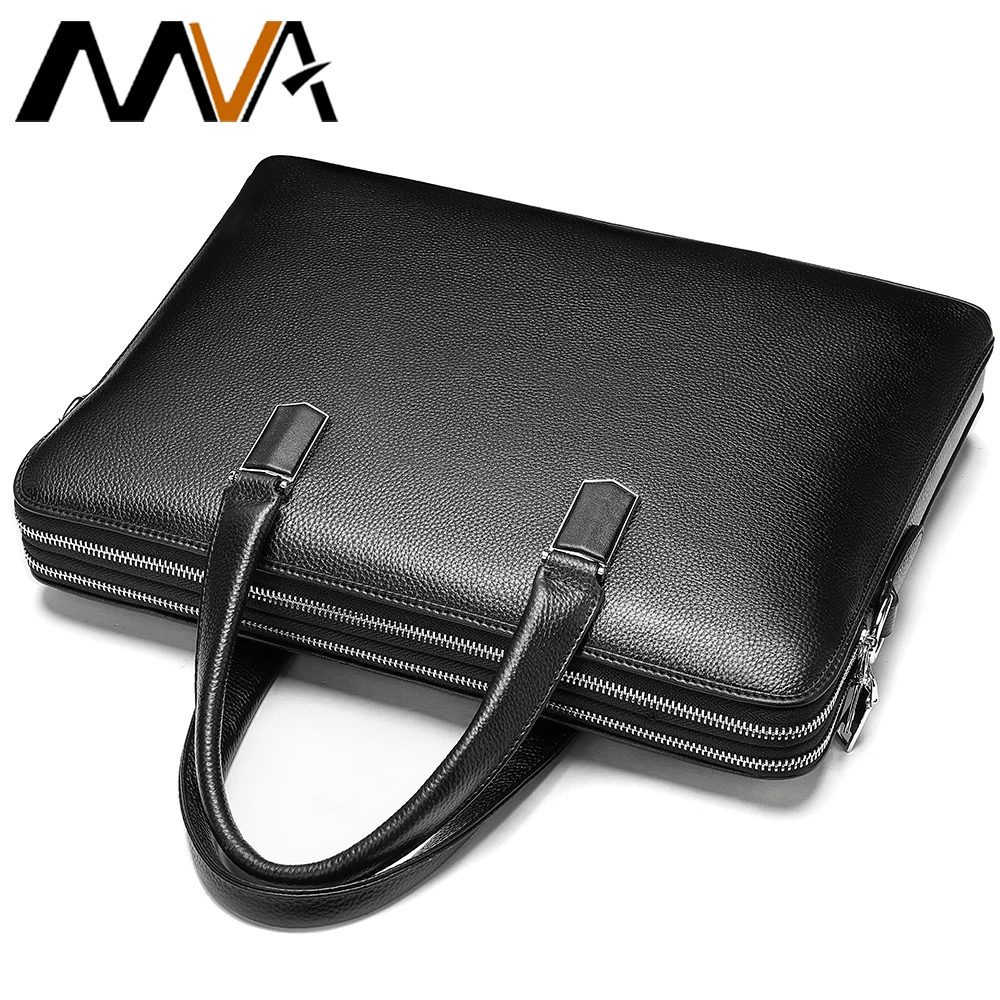 Мужской деловой портфель MVA из натуральной кожи