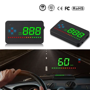 

Universal A2 HUD 3.5 inch GPS Car Head Up Display Speed Alarm Compass Windshield Projector Speedometer HUD via GPS Satellites