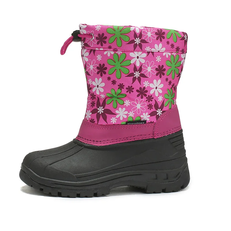 Зимние ботинки для детей; водонепроницаемые резиновые сапоги; Size28-33 сапоги до середины икры на платформе; повседневные бутиковые ботинки с цветочным принтом