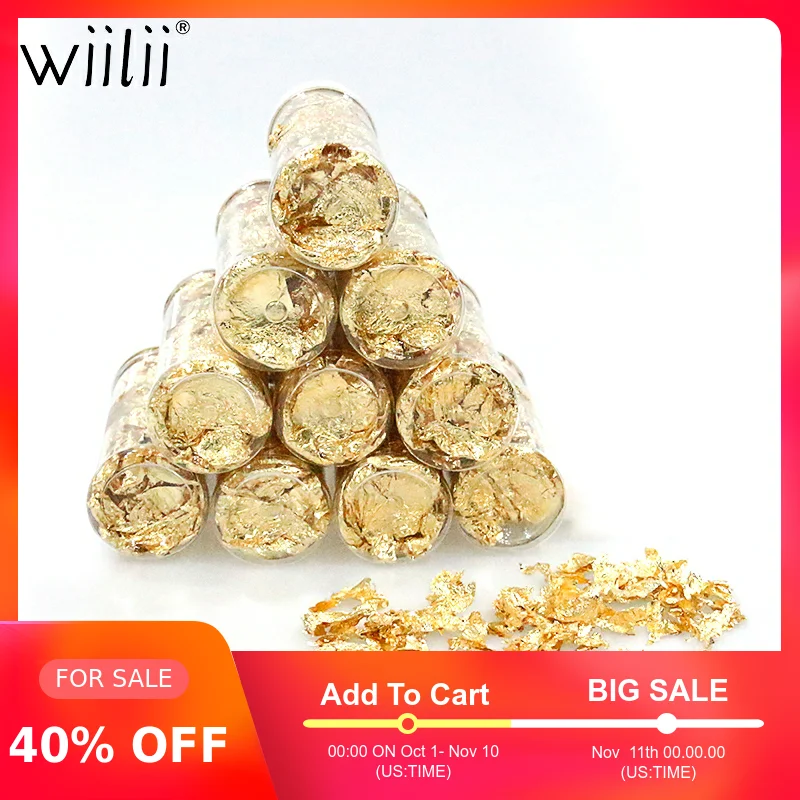 

10PC Edible Genuine Gold Leaf Flakes 24K Gold Flakes Facial Mask Decorative Dishes Genuine Gold Leaf For Cooking Cakes Chocolate