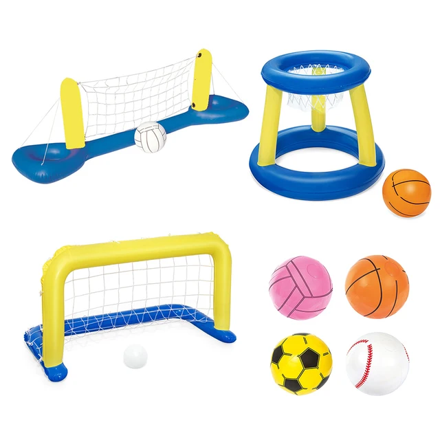 Parent Child Swimming Pool Water Inflatable Volleyball Basketball Ball Water Net Mattress Sports Games Circle Float Beach Toys 1