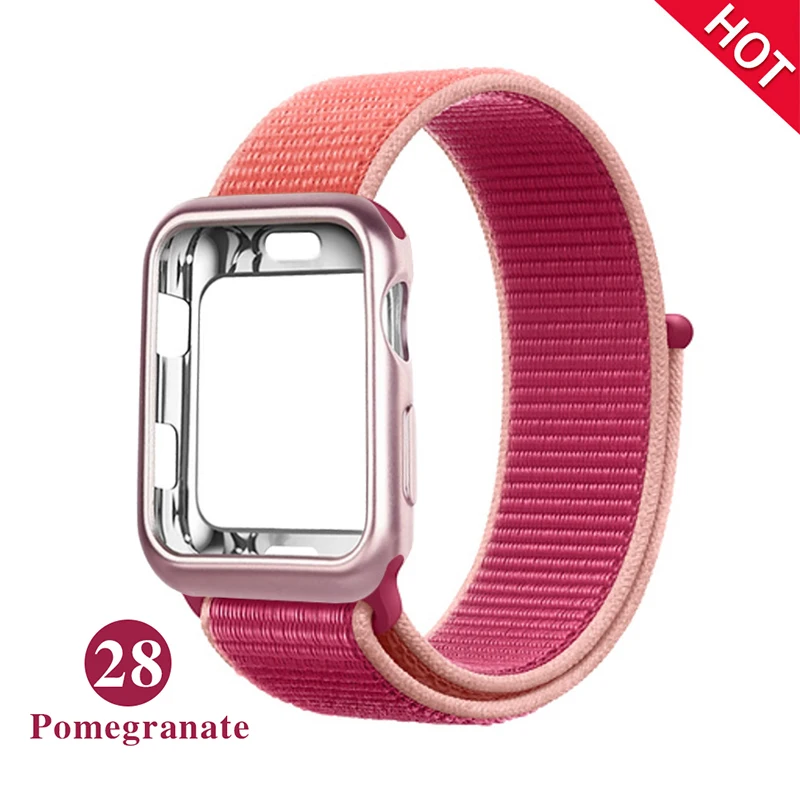 Нейлоновый ремешок+ Мягкий силиконовый чехол для Apple Watch 4 5 3 44 мм/40 мм спортивный ремешок iwatch 54321 42 мм 38 мм ремешок для часов correa pulseira