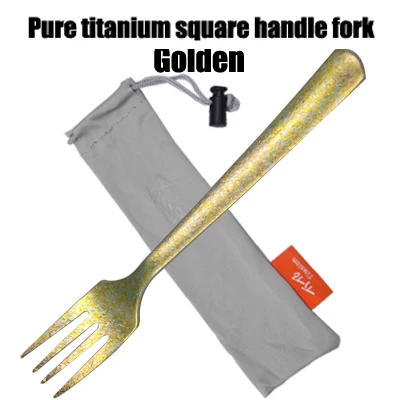 TiTo titanium Spork Longhandle наружная дорожная Титановая Ложка Вилка Portabale плоская посуда кемпинговая вилка ложка для спорта, туризма FB - Цвет: goldenfork