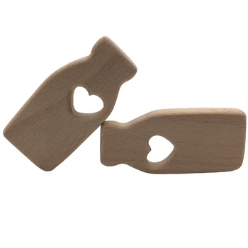 

Baby Teether Milk Bottle Shape Teething Nursing Natural Wooden Toys Organic Safe U50F