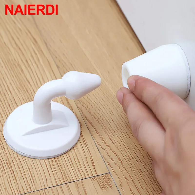 NAIERDI ABS Silicone Door Stopper Door Lock Protective Pad Anti-Collision Protection Self Adhesive Doorstop Wall Protectors
