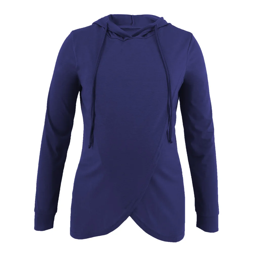 Dark blue Осенняя Толстовка для беременных и кормящих с длинным рукавом, толстовка для беременных и грудного вскармливания, топы, зимняя одежда для кормления грудью для беременных женщин - Цвет: Dark blue