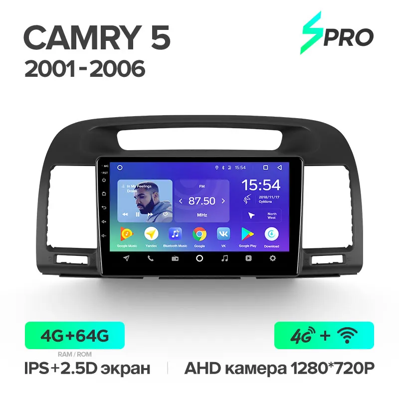 TEYES SPRO Штатная магнитола для Тойота Камри 5 xv30 Toyota Camry 2001 2002 2003 2004 2005 2006 Android 8.1, до 8-ЯДЕР, до 4+ 64ГБ 32EQ+ DSP 2DIN автомагнитола 2 DIN DVD GPS мультимедиа автомобиля головное устройство - Цвет: Camry 5 SPRO 64G