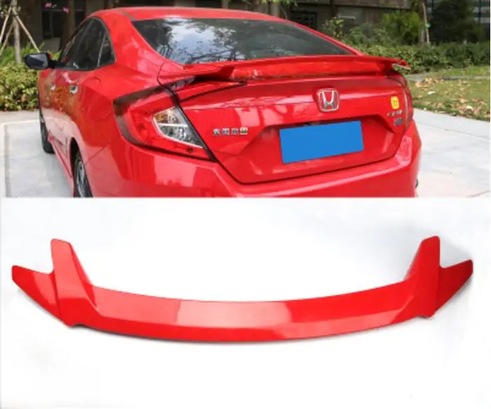 ABS заднее крыло багажника выступ Спойлеры Подходит для Honda Civic 4 Двери Седан - Цвет: Красный