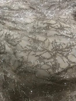 

Hot selling Jolin-20.6801 glued glitter sequins lace fabric African French net tulle Lace Fabric for party
