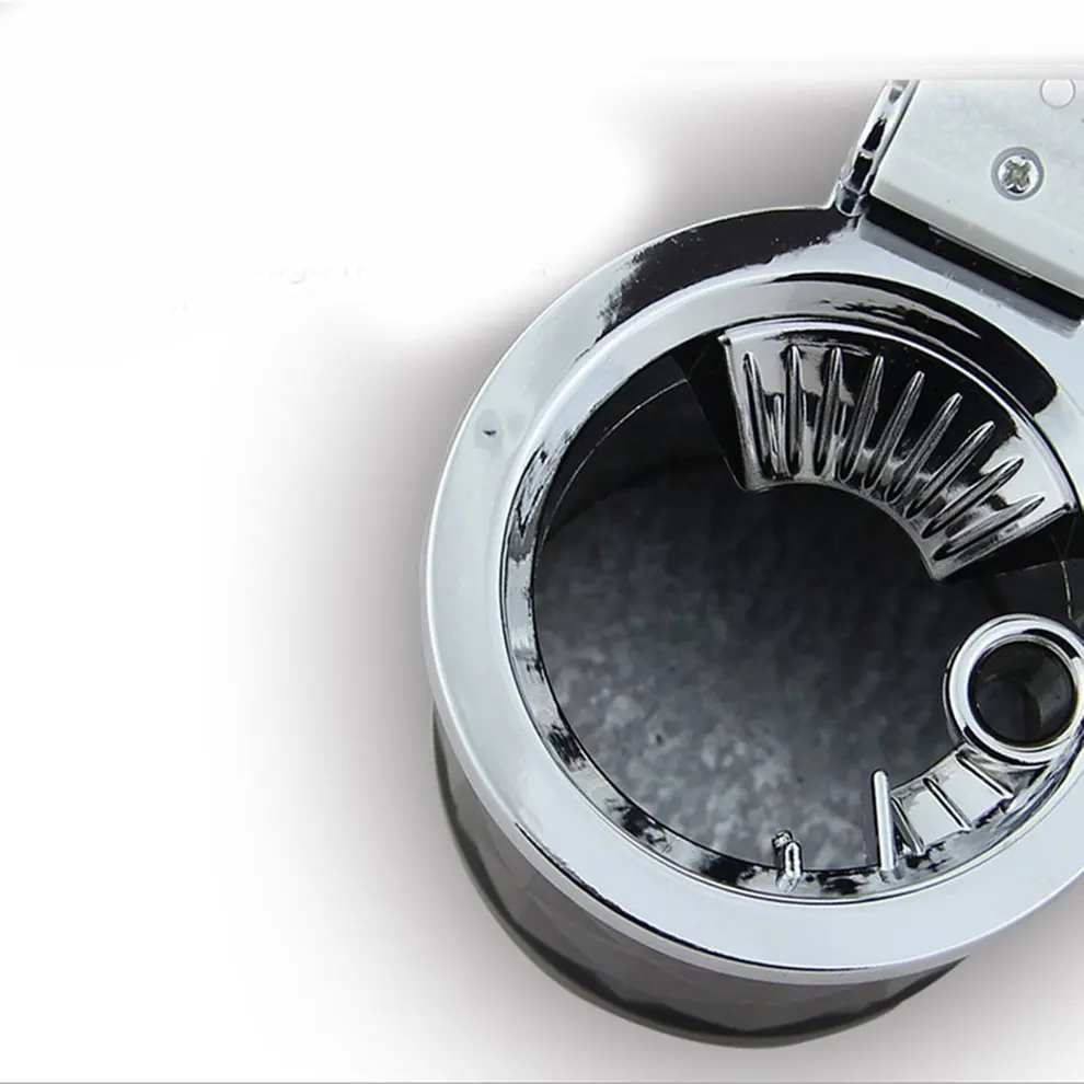 Black White Car Ashtray Safe Flame Retardant Ashtray Diamond Cut LED Light Indicator Universal Cigarette Ash Holder