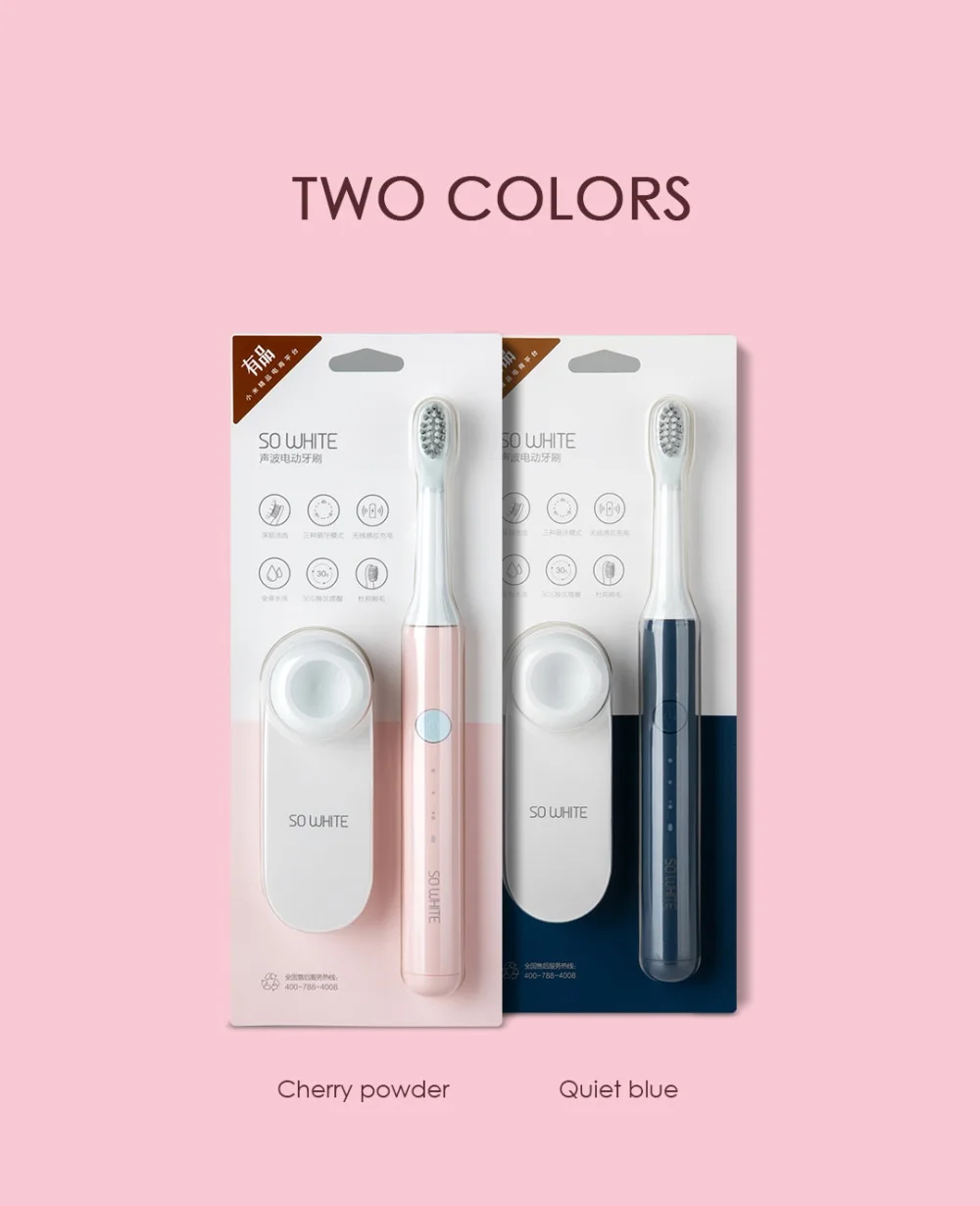 Xiaomi SO WHITE звуковая электрическая зубная щетка Глубокая чистка DuPont щетина Индуктивная зарядка ультра звуковая Автоматическая водонепроницаемая