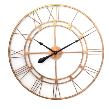 

76cm 30 Inches Stereo Iron Roman Numeral Hanging Wall Clock Silent Horloge Murale Pour La Cuisine Drop Shipping - Retro Silver