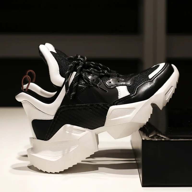 Genuine Leather Breathable Sport Fashion Women Running Shoes Height Increasing Outdoor Casual White Walking Ladies Sneakers
