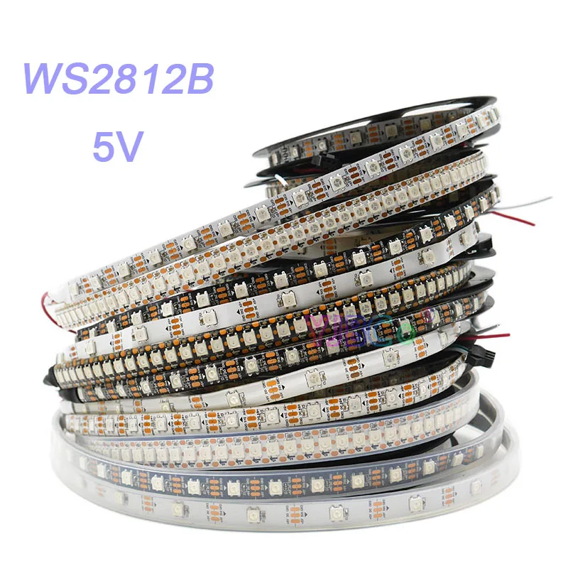 Умная Светодиодная лента WS2812B 5 в пост. Тока 30/60/74/96/100/144 пикселей 1 м/2 м/3 м/4 м/5 м