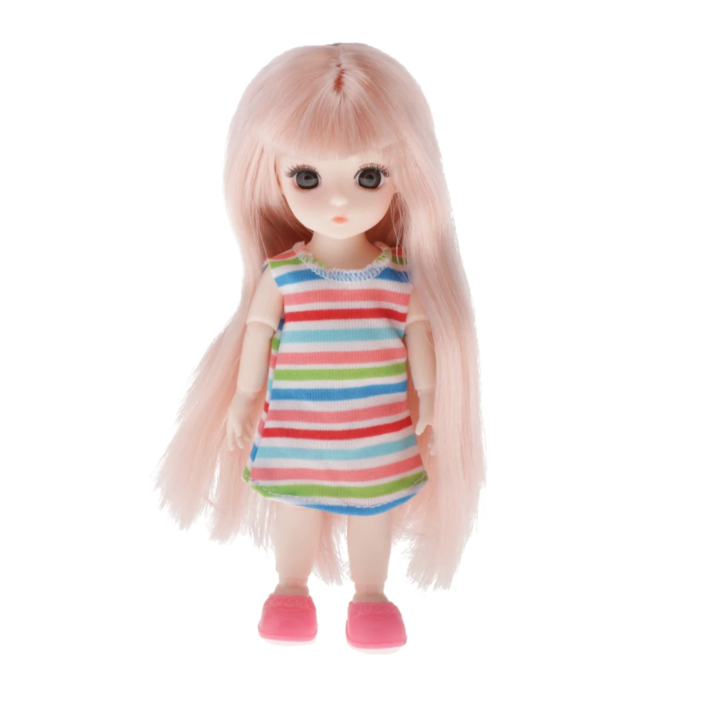 13 Joint BJD Doll Body Figure, Doll Mannequin Girl with Head Hair Full Set for Doll DIY Costum Use, Fashion Doll Collection Gift