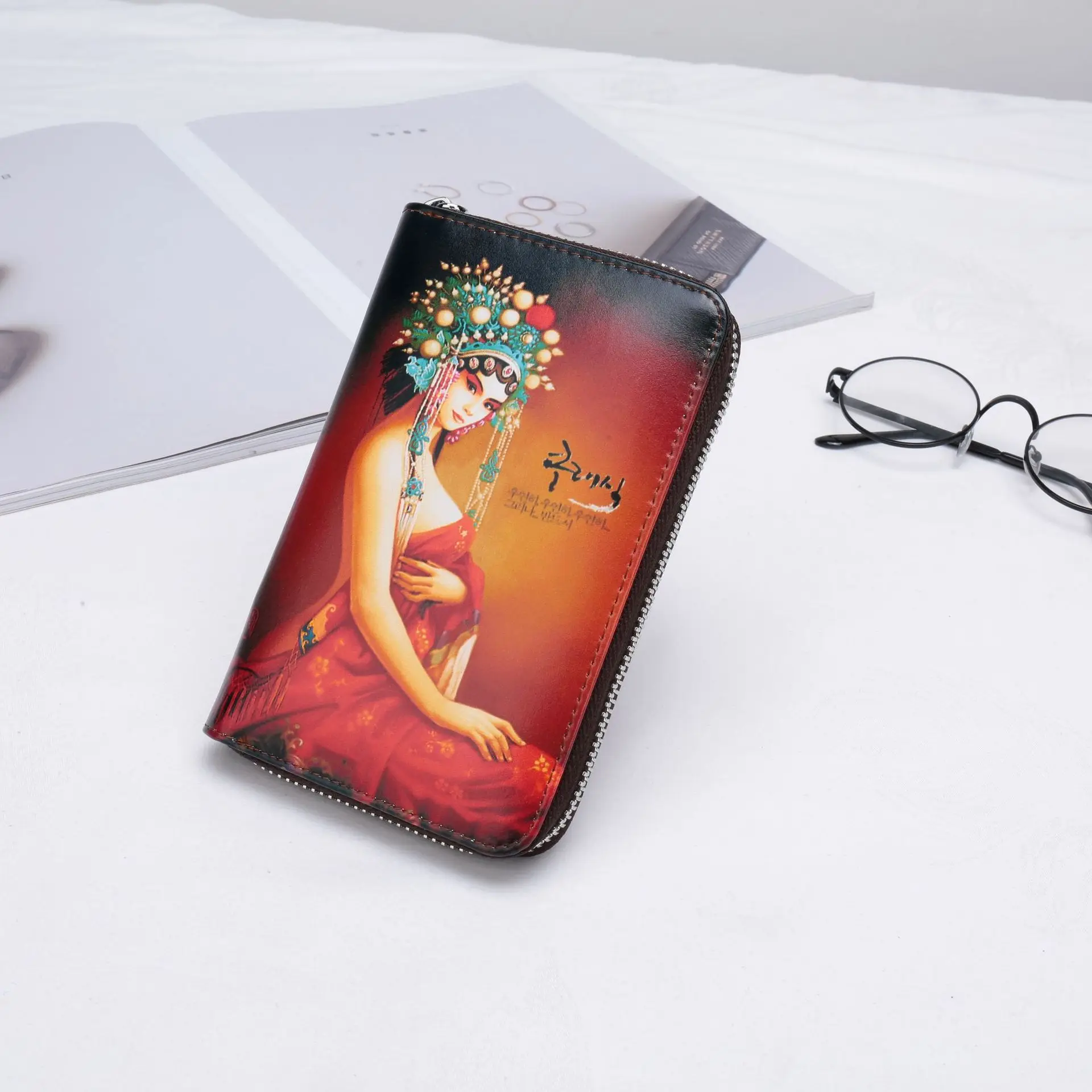 Кожаный женский бумажник с рисунком из мультфильма яркого цвета - Цвет: 1