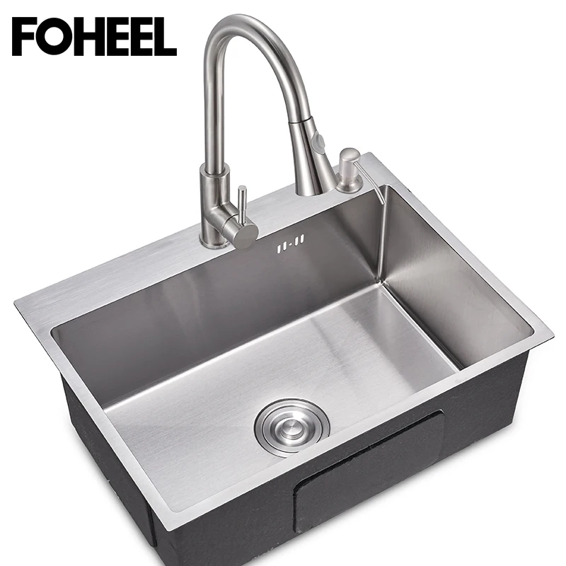 FOHEEL SUS304 кухонная раковина из нержавеющей стали с одним слотом для посуды 50*45 см