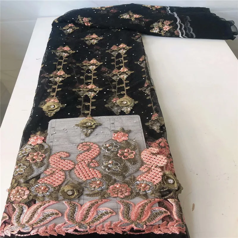 

5Yards African Sequins Lace Fabric 2021 Embroidery French Tulle Net Lace Nigerian Material Sequin Mesh Lace Fabric Wedding Party