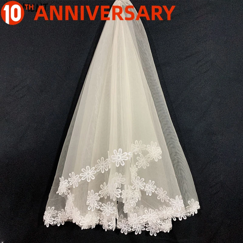 

OLLYMURS New 2019 Cathedral Wedding Veil Lace Edge One-layer 150cm Shoulder Length Veil Wedding Accessories