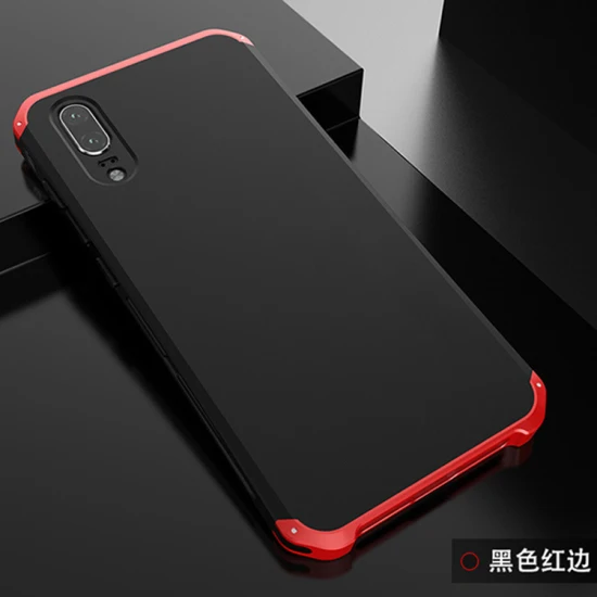 Black Red Side Анти-осенняя металлическая рамка P20 Пластиковая Задняя крышка для huawei P20 алюминиевый сплав p20 для huawei P20 Мобильный бампер чехол+ подарок - Цвет: Black Red Side