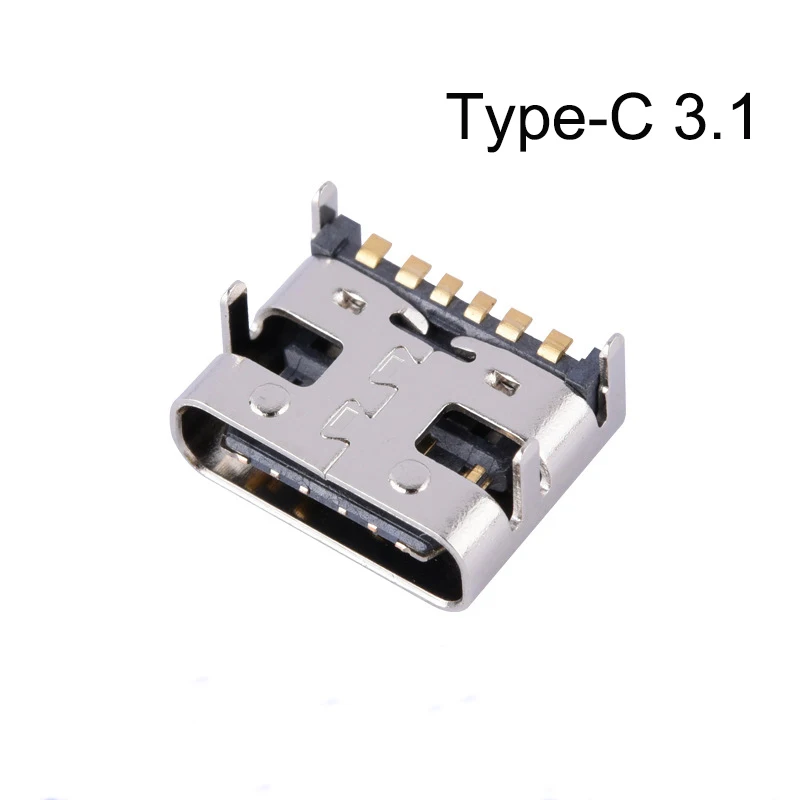 

10pcs/lot 6 Pin Micro USB SMT SMD Socket Connector Type C 3.1 Female Placement DIP For PCB design DIY high current charging