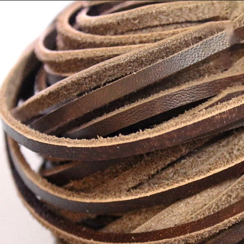 2meters Retro Coffee Genuine Leather Strap Findings 3/4/5/8/10mm