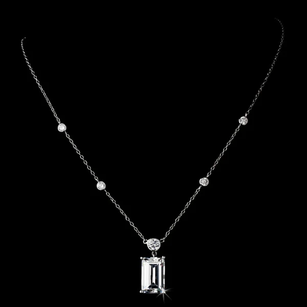 925 sterling silver Sparking bling Cubic zirconia Fashion Fine silver cz station necklace
