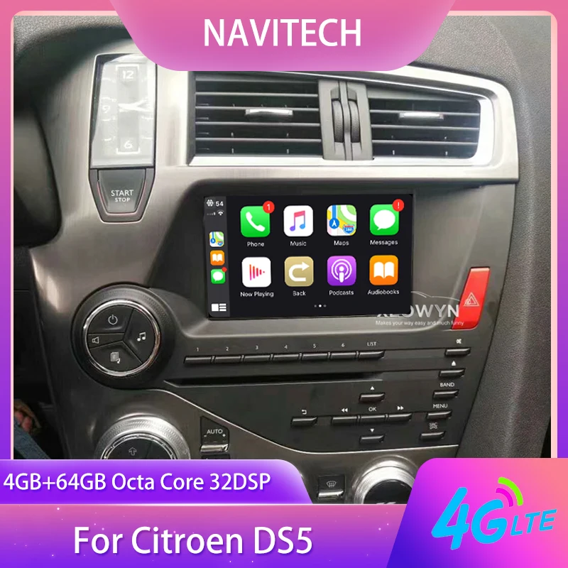 Octa core android 10.0 Car radio Player for Citroen DS5 with Radio GPS BT Mirror link WiFi rear video DVR Carplay