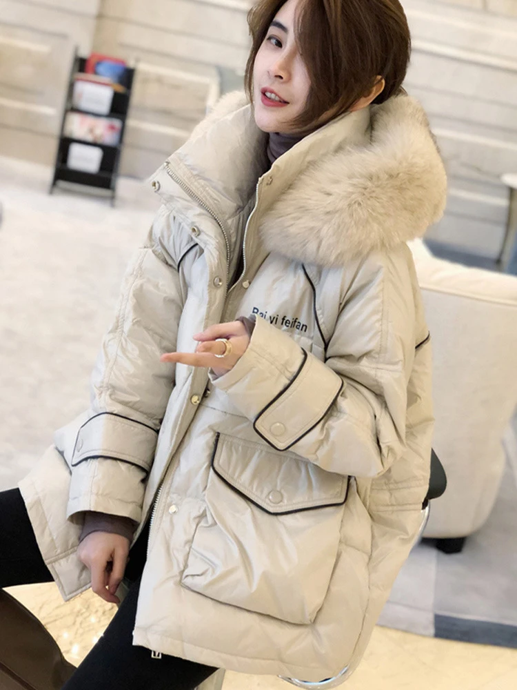 Chaqueta de pelo pesado con pelo de conejo para mujer, tipo capullo de mujer, abrigo corto con pan, párrafo qiu dong|Abrigos de plumón| - AliExpress