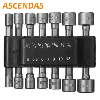 

14pcs 1/4 Inch Hex Shank Power Nut Driver Drill Bit Set SAE Metric Socket Wrench Screw Screwdriver Cordless Drill Nut-Driver