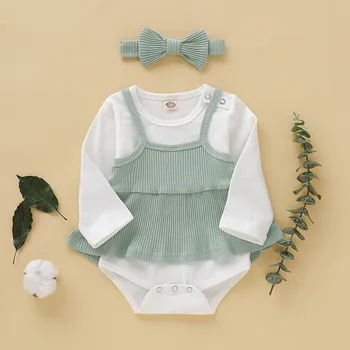 

3PCS Newborn Infant Baby Girl Romper Jumpsuit Sleeveless Dress Top Headband Sunsuit Playsuit Outfit Clothes 0-18M