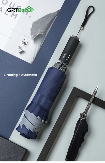 Ombrello Automatico Pieghevole Con Strisce Riflettenti - Impermeabile E Antivento, Ideale Per Viaggi - Foto 9