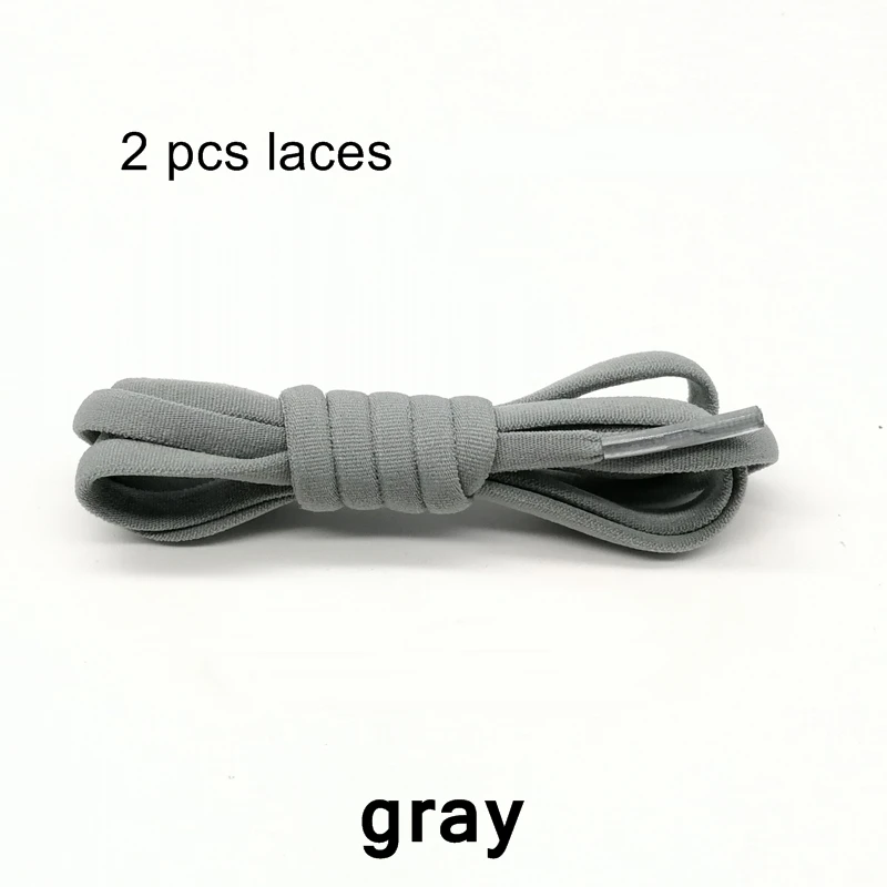 1 пара эластичных шнурки без завязок, с запирающимися круглыми шнурками, для детей и взрослых, для женщин и мужчин, 100 см, полукруглые шнурки - Цвет: Gray 1